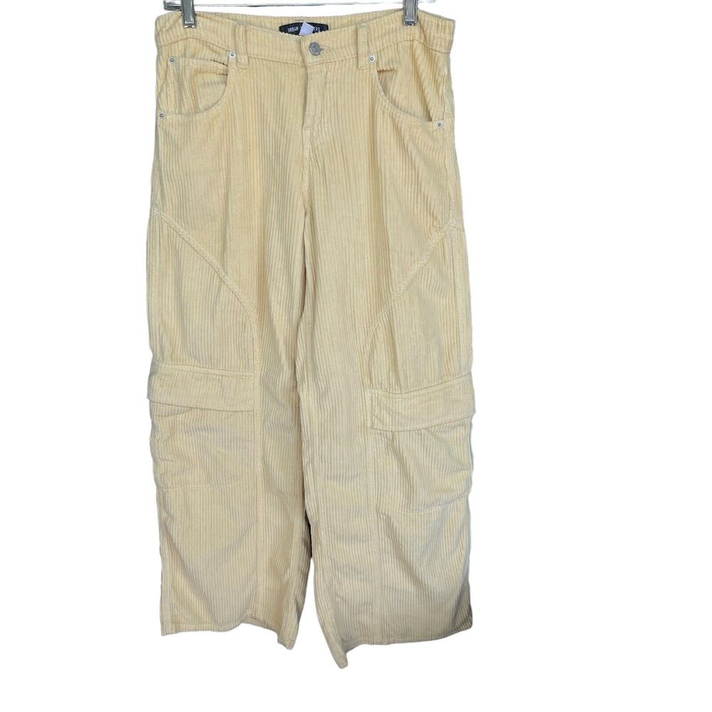 Urban Outfitters Cargo Pants Size 26 Yellow Corduroy Streetwear Y2K‎ Wide Leg